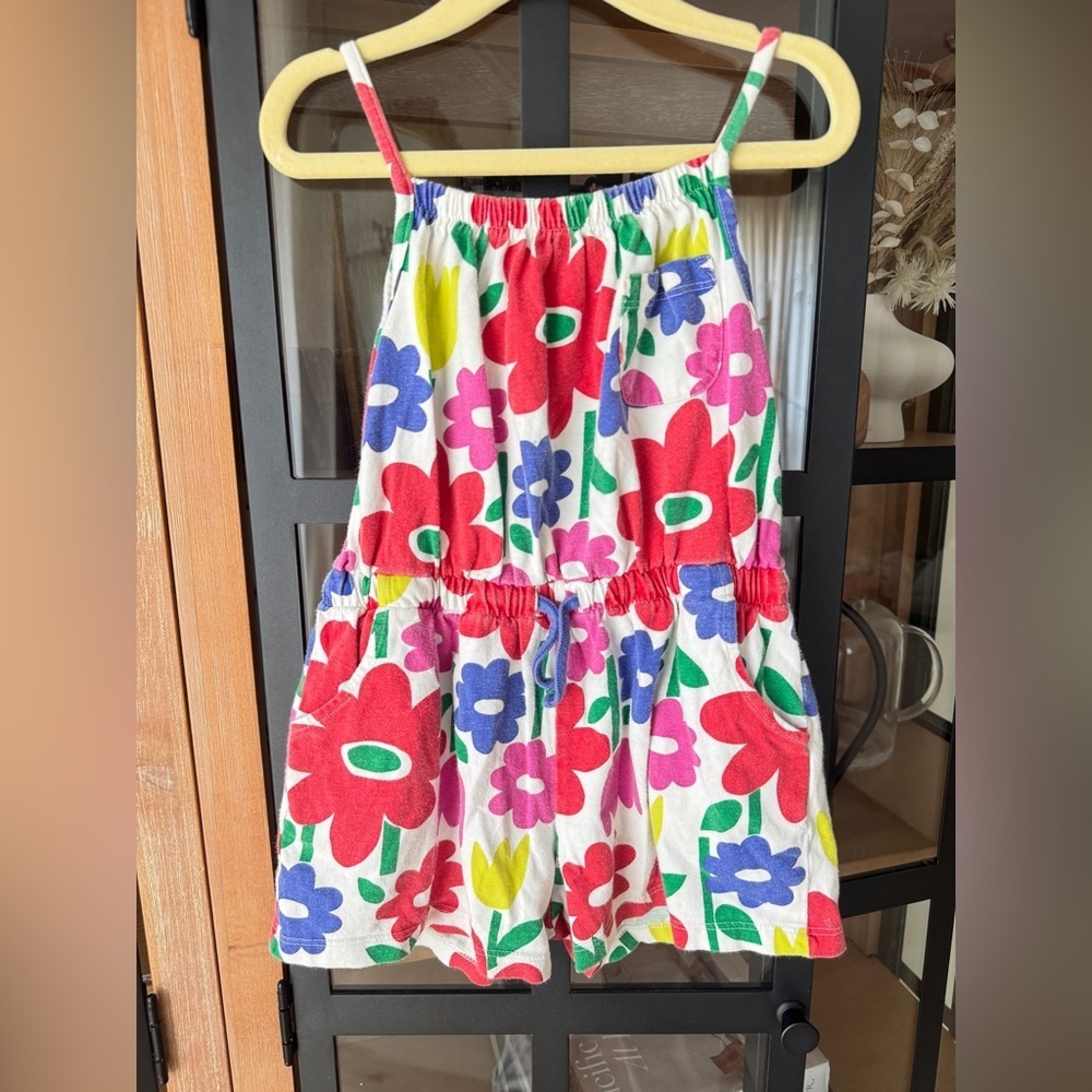Mini Boden floral romper colorful drawstring toddler girl flowers playsuit